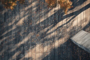 Poster - A wooden bench sits on top of a wooden floor, perfect for home decor or rustic settings