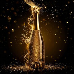 Wall Mural - Celebration of luxury champagne wine decoration glowing shiny gold generated