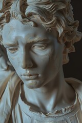 Aufkleber - A detailed shot of a sculpture depicting a human figure, suitable for use in art or history-related contexts