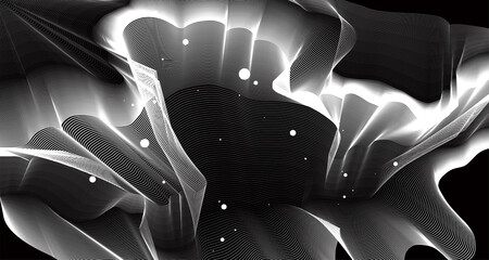 Canvas Print - Abstract dynamic fluid line motion graphic on a white and black background for the concept of AI technology