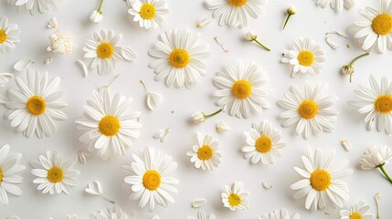 Poster - Daisy Flowers Arrangement on White Background