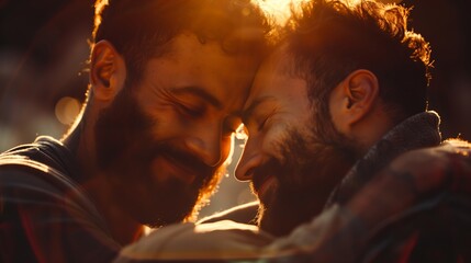 Wall Mural - Portrait of men sharing an affectionate moment of friendship and support