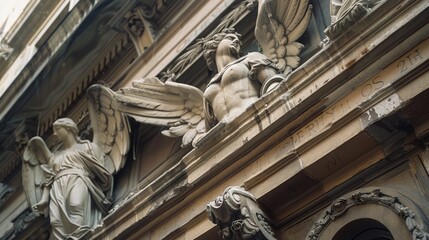 Poster - A building with ornate statues on its sides