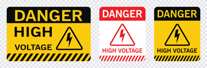 hight voltage signs with warning message for industrial areas, danger hight voltage stickers in tran