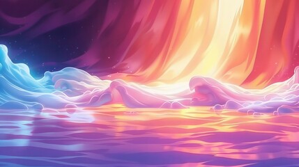 Wall Mural -  Sunset with Icebergs