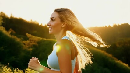 Poster - Woman running jogging in a park