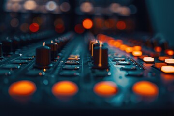 Aufkleber - Close-up shot of a sound board in a professional recording studio setting