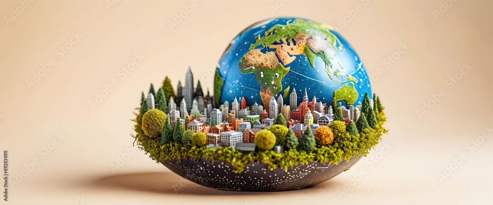 illustrative conceptual representation of planet earth in miniature ...