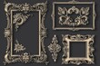 © Fotograf - Ornate gold frames on a dark black surface, perfect for use in luxury or vintage-themed designs
