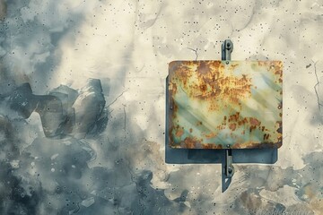 Aufkleber - A rusty hook hangs from a worn-out wooden wall, perfect for adding a vintage touch to any scene