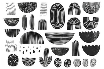 Poster - A collection of various shapes in black and white illustration