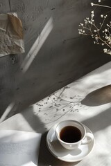Poster - A person enjoying their morning routine with a cup of coffee and a book