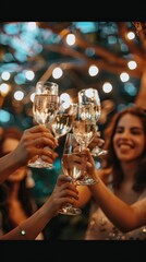 Poster - close-up friends toasting at a party