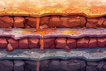 Poster - A scene from a desert environment featuring rock formations and patches of green grass