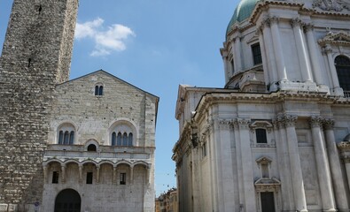 Canvas Print - View of Brescia city in northern Italy.