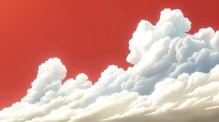 Sticker -   A red sky is visible with white clouds while a plane is present in the foreground against a backdrop of red sky and white clouds