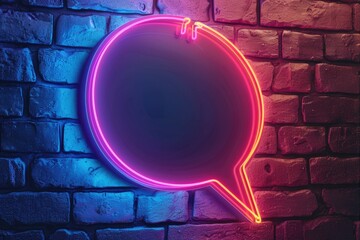 Poster - A bright neon speech bubble on a brick wall with a bold font saying something, great for quotes or ideas