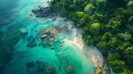 Wall Mural - Aerial view of the coast of Thailand