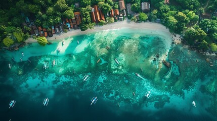 Wall Mural - aerial view of the coast of Indonesia