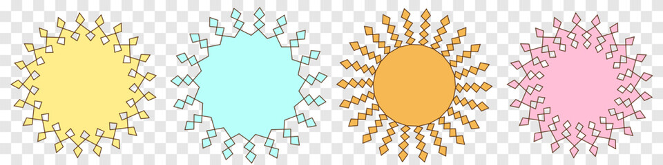 Fototapete - Four different colored suns are shown in a row