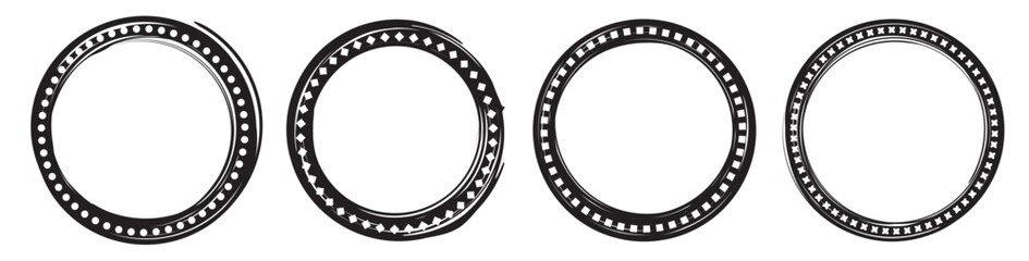 Fototapete - Four black circles with a white background. The circles are all different sizes