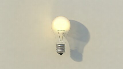 Wall Mural -   Light bulb on white wall with shadow