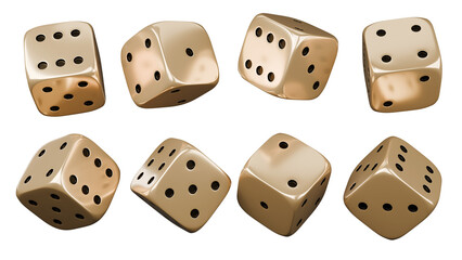 Fototapete - Casino gambling game. Gold luxury dice set.