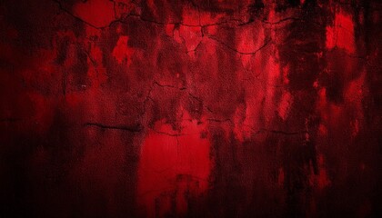 Canvas Print - dark grunge background with scratches scary red dark walls concrete cement texture for background