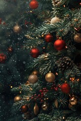 Canvas Print - Close-up shot of a decorated Christmas tree with ornaments