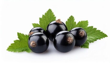 Wall Mural - black currant with leaves isolated on white background