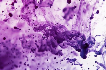 Canvas Print - A close-up view of a purple substance suspended in water, useful for science and chemistry-related content