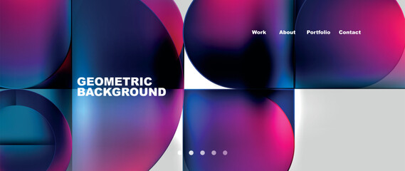 Aufkleber - Bright colorful squares with round elements minimal geometric background. Vector Illustration For Wallpaper, Banner, Background, Card, Book Illustration, landing page