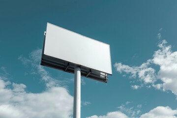 Aufkleber - An empty billboard on a pole against a bright blue sky, providing a simple and clean backdrop for various uses