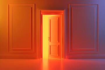 Poster - A door opens to a well-lit interior space with a warm glow
