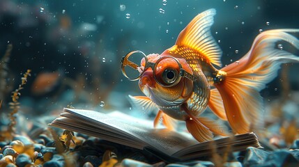 Poster - Goldfish Reading a Book