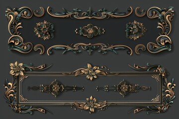 Poster - A collection of ornate frames adorned with floral patterns and foliage