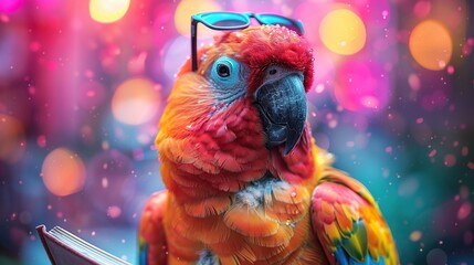 Sticker - A Colorful Parrot in Sunglasses