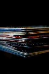Poster - A collection of compact discs stacked on a table, ready for use or display