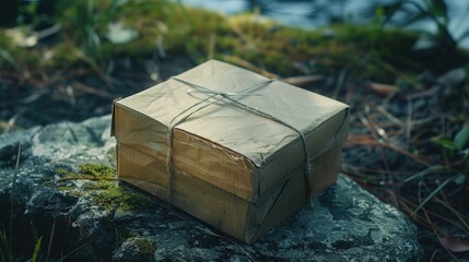 Poster - A wrapped gift on a natural rock surface