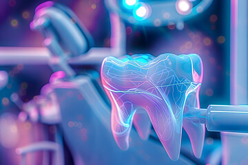 Sticker - Futuristic background of endodontic dental treatment