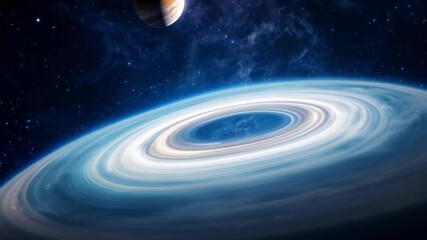 Wall Mural - A breathtaking view of a gas giants rings illuminated by the glow of nearby stars creates a mesmerizing halo effect.