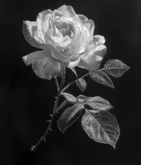 Poster - white rose on black