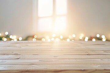 Wall Mural - christmas wooden table holiday background