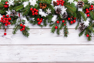 Wall Mural - christmas wooden table holiday background
