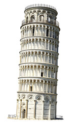 Leaning tower of Pisa in Tuscany, Italy landmark isolated on transparent background, png file