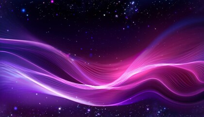 Wall Mural - abstract purple and pink wave background with starry lights cosmic elements