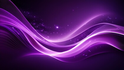 Wall Mural - abstract purple wave background with glowing stars cosmic design elements