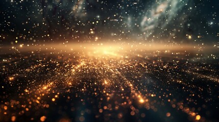 Wall Mural - A galactic realm with glittering golden particles in space, creating a surreal and otherworldly visual experience that evokes the vastness and mystery of the universe.