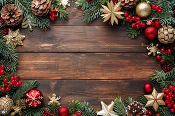 Wall Mural - christmas wooden table holiday background