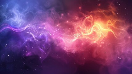 Wall Mural - A cosmic-themed abstract image showing a vibrant nebula with swirling colors of purple, blue, and gold, sprinkled with stars, creating a sense of awe and wonder.